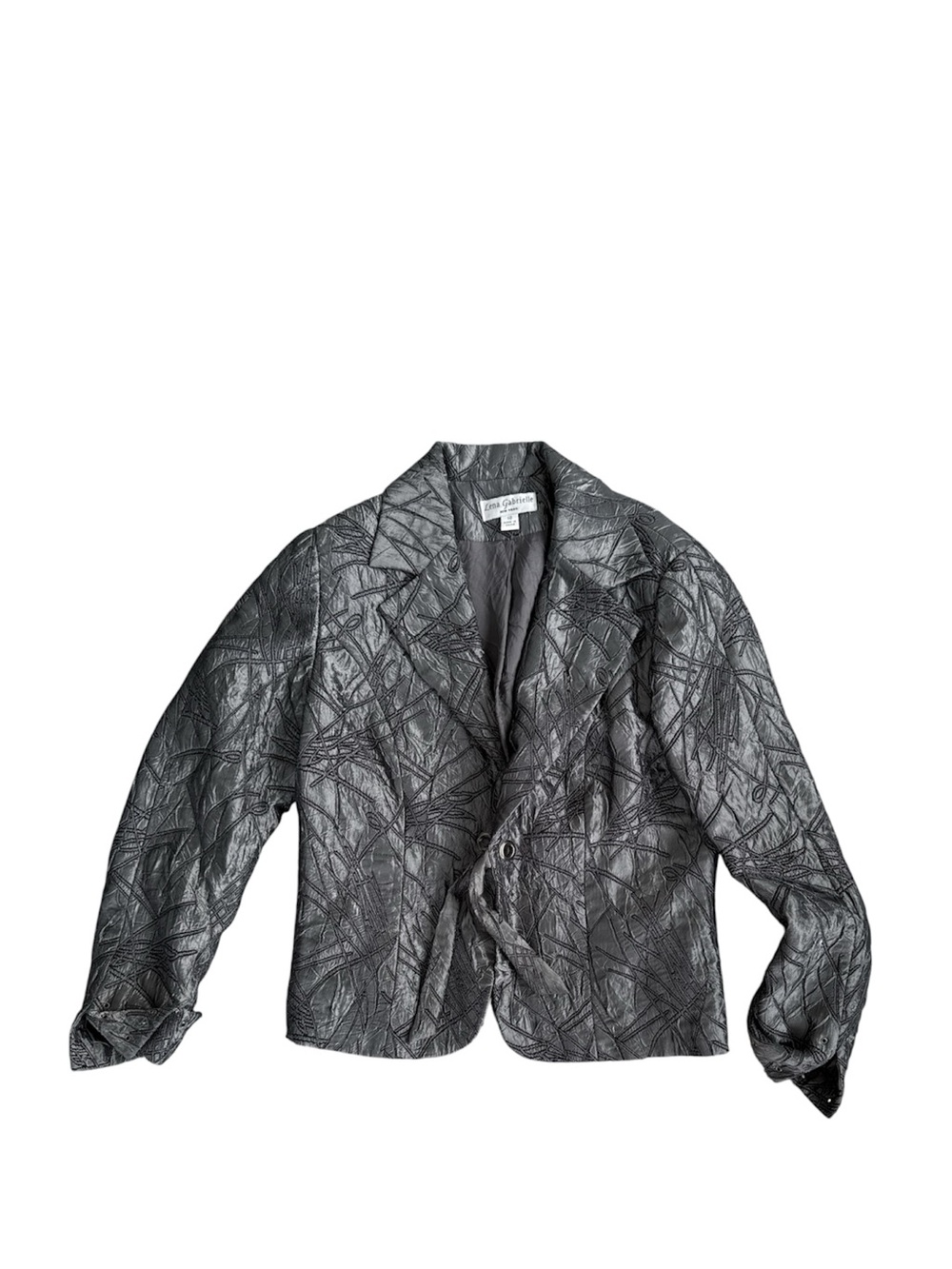Women's Metallic Textured Blazer Jacket - Silver Gray